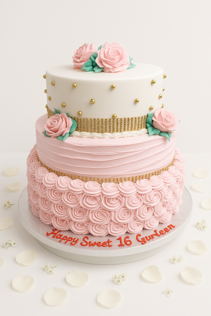 Pink Rosette Grandeur Cake-TR024