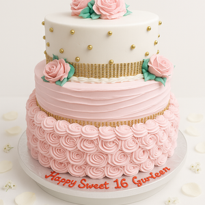 Pink Rosette Grandeur Cake-TR024