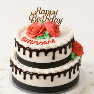 Black Ribbon Drizzle Elegance Cake-TR028