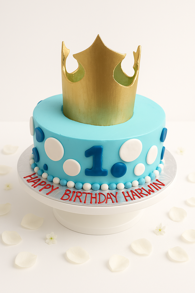 Royal Blue First Birthday Cake-BO076