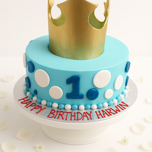 Royal Blue First Birthday Cake-BO076