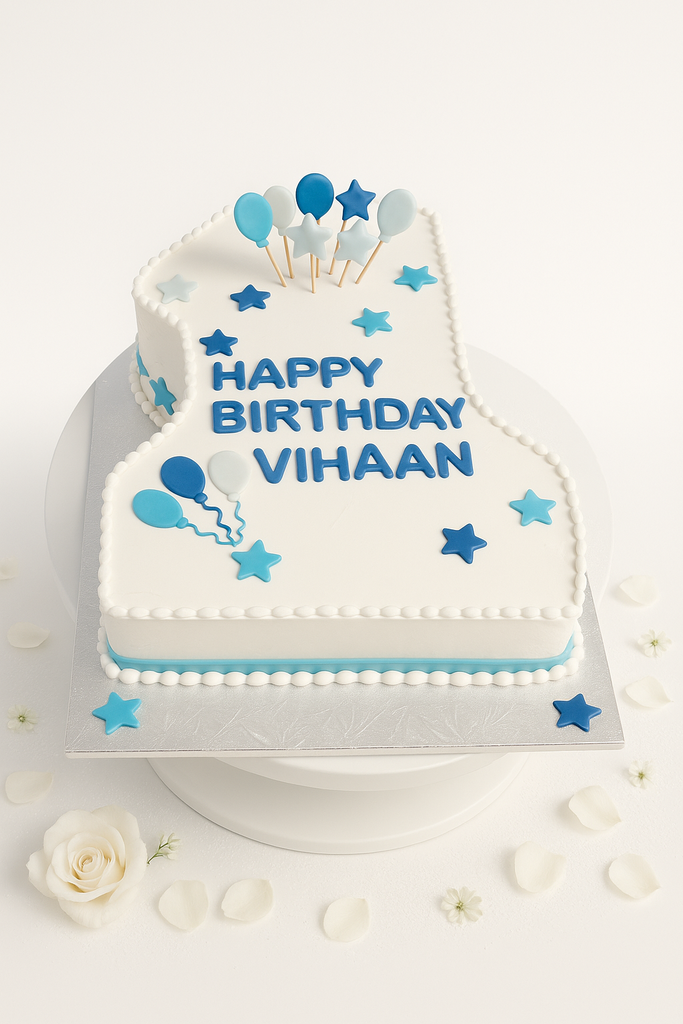 Blue & White Number One Cake-BG090