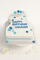 Blue & White Number One Cake-BG090