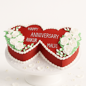 Split Heart Anniversary Cake-AN020