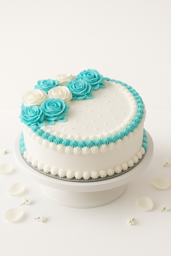 Teal Serenity Bloom Cake-BG108