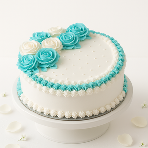 Teal Serenity Bloom Cake-BG108