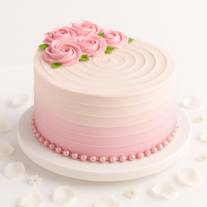 Blush Pearl Rosette Cake-GI086