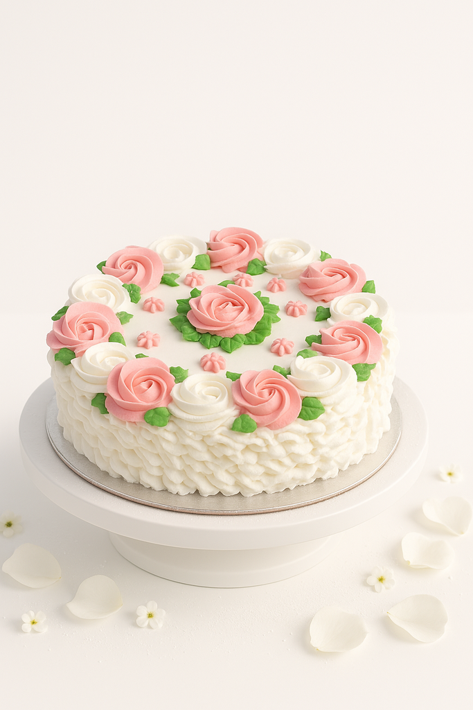 Blushing Frill & Rosette Cake-GI087