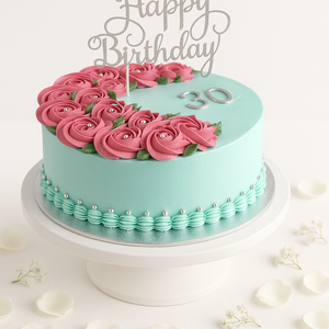 Teal Rosette Bliss Cake-GI092