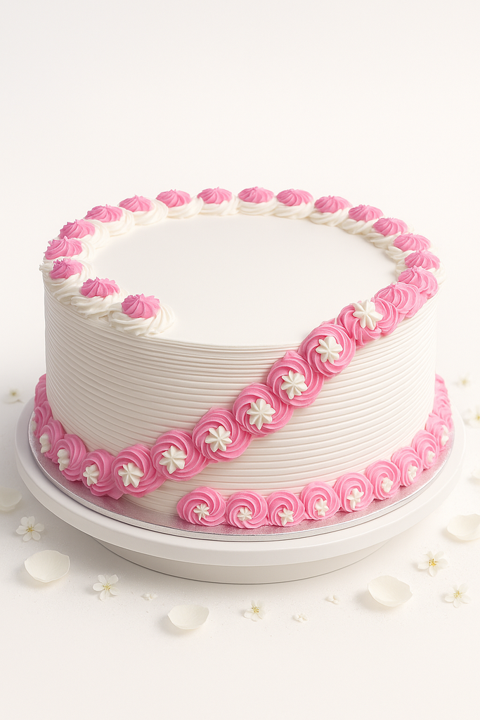 Elegant pink and white birthday cake-GI101
