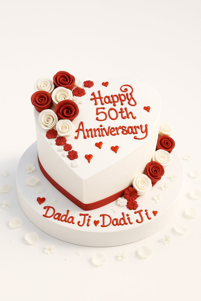 Crimson Blossom Heart Cake-AN025