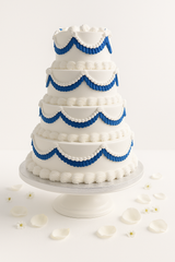 Royal Blue & White Tiered Wedding Cake-WE003