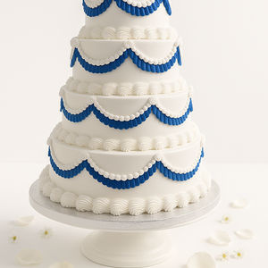 Royal Blue & White Tiered Wedding Cake-WE003