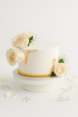 White & Gold Floral Cake-AN003