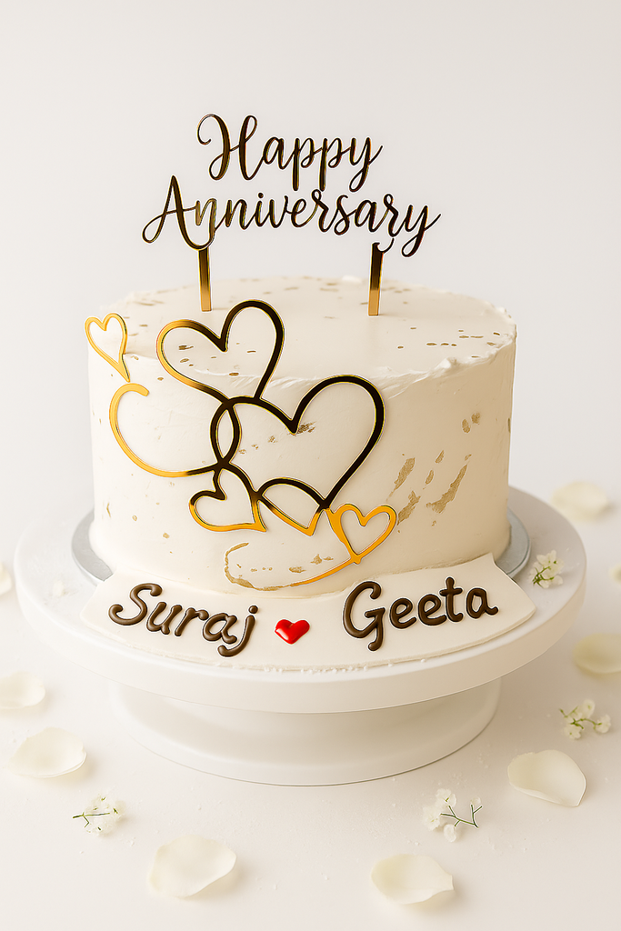 Golden Hearts Anniversary Cake-AN004
