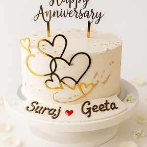 Golden Hearts Anniversary Cake-AN004