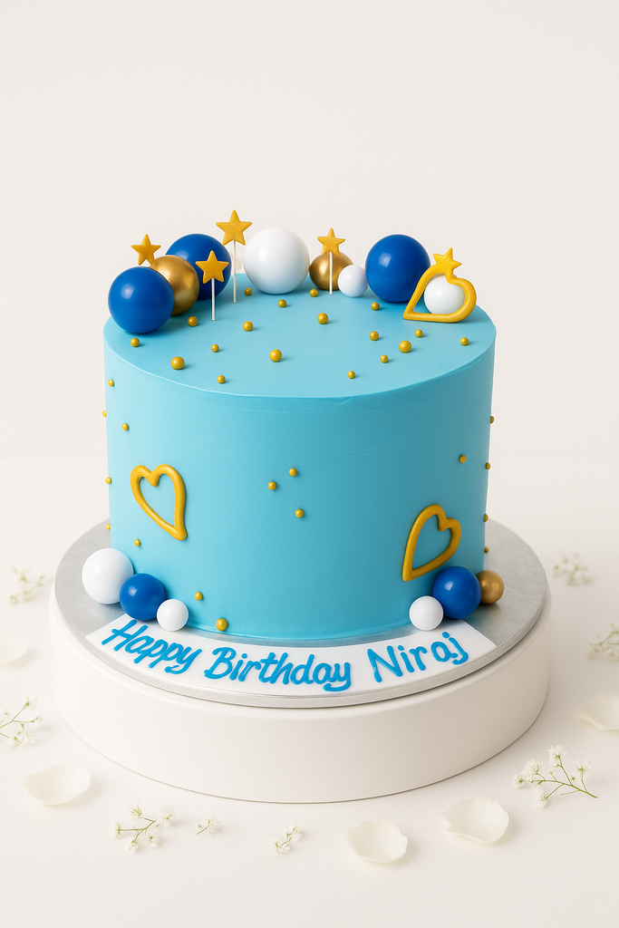 Blue and white balls Tall Cake-BG008