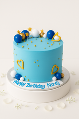 Blue and white balls Tall Cake-BG008