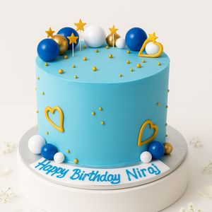 Blue and white balls Tall Cake-BG008