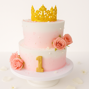 Princess Crown First Birthday Cake-TR001